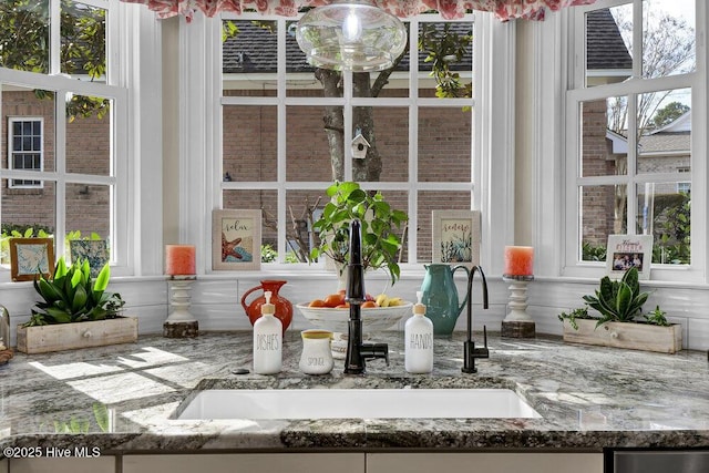 interior details with stone counters and sink