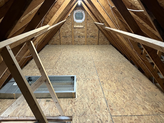 view of unfinished attic
