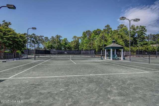 view of sport court featuring a gazebo