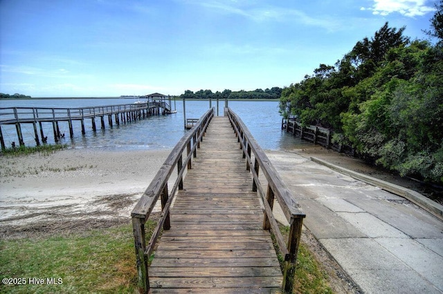 view of dock featuring a water view