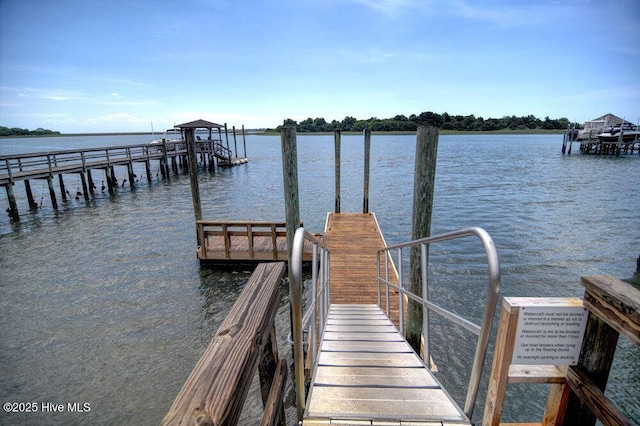 view of dock featuring a water view