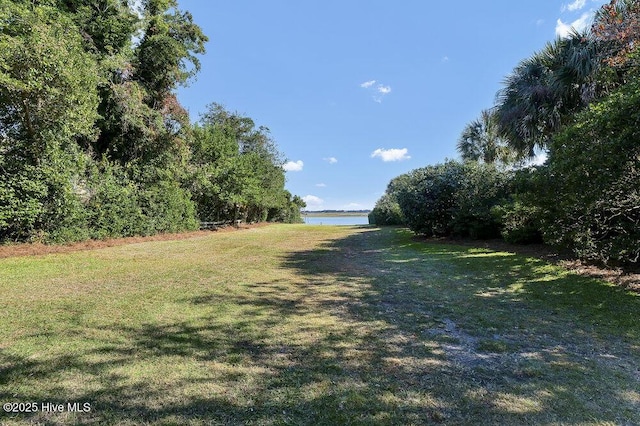 view of yard featuring a water view