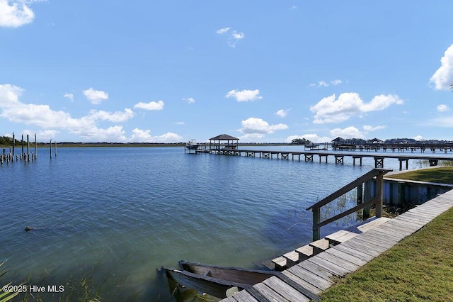 dock area featuring a water view