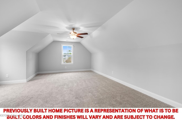 11 Pine Shore Dr, Southport, NC 28461 - additional living space featuring ceiling fan, carpet flooring, lofted ceiling, and baseboards