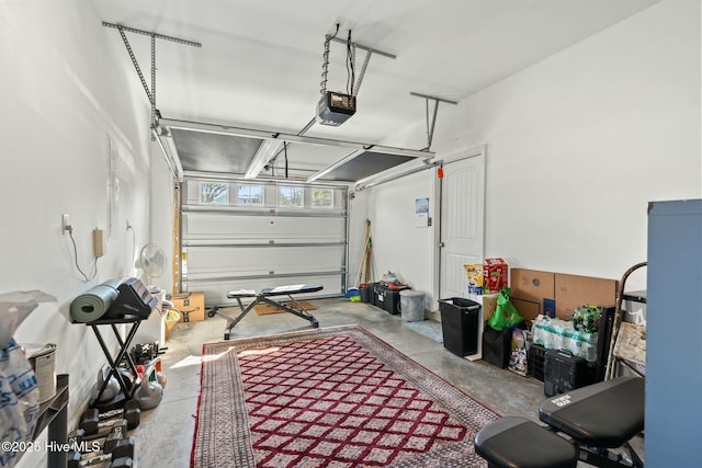 garage with a garage door opener