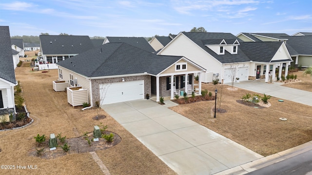 view of front of home with a garage and covered porch