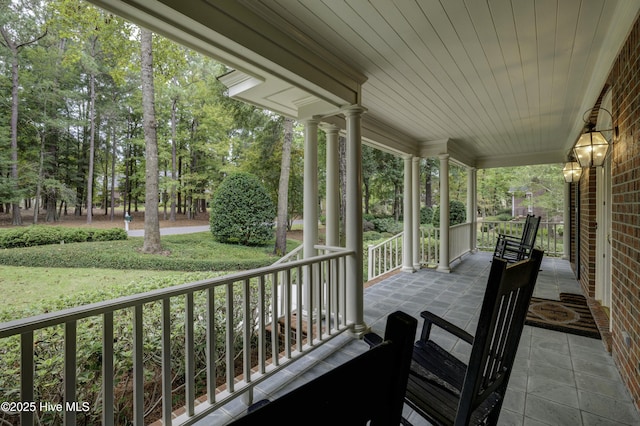 exterior space featuring covered porch