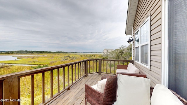 deck with a water view