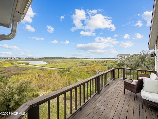 deck with a water view