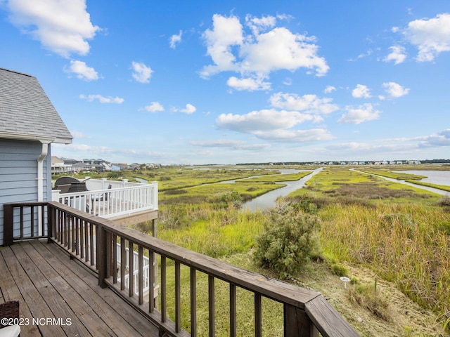 deck with a water view