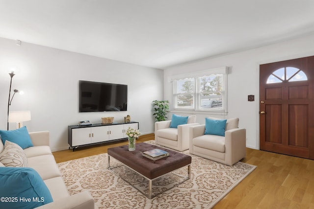 living room with light wood-type flooring