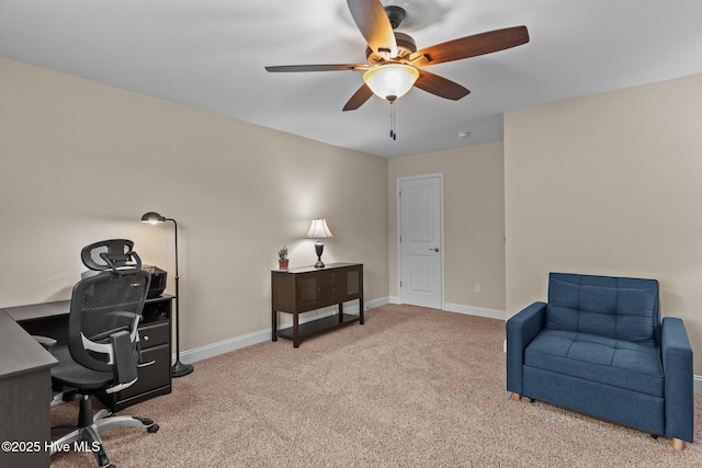 office with carpet and ceiling fan