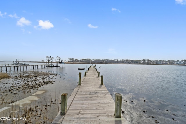 view of dock featuring a water view