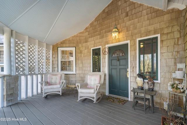 wooden deck with covered porch