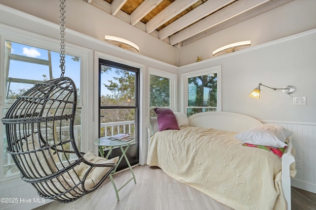 bedroom with wood-type flooring