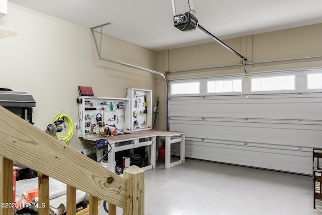 garage with a garage door opener