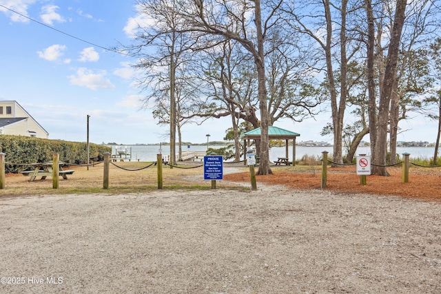 1652 Chadwick Shores Dr, Sneads Ferry, NC 28460 - view of yard featuring a gazebo and a water view
