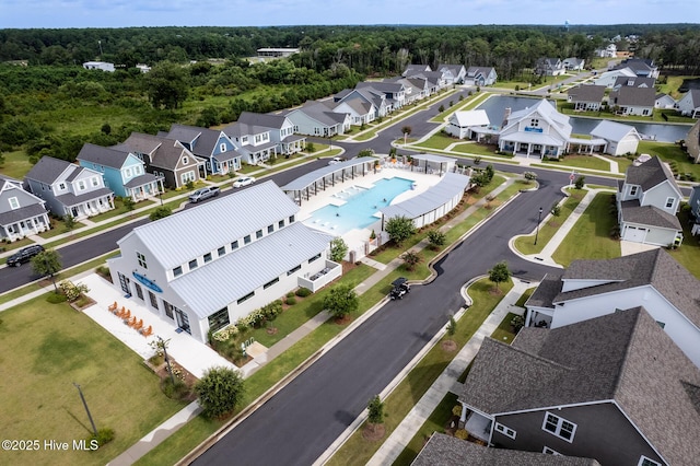 drone / aerial view with a residential view