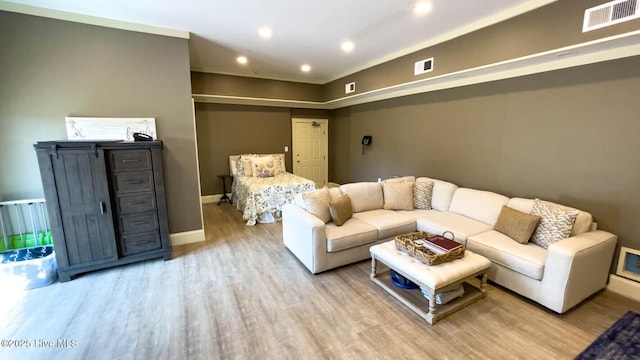 living room with light wood-type flooring