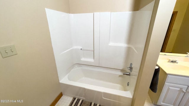 bathroom featuring vanity and shower / bath combination