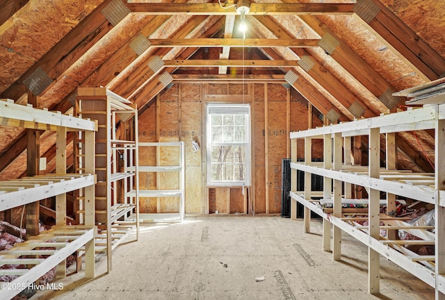 view of unfinished attic