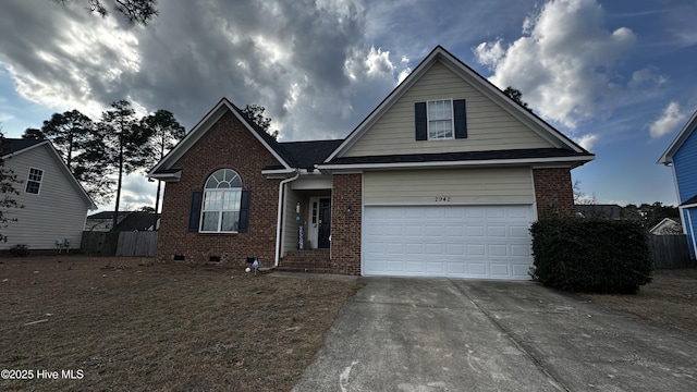 view of front property with a garage