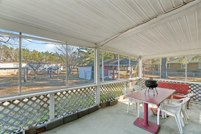 view of unfurnished sunroom