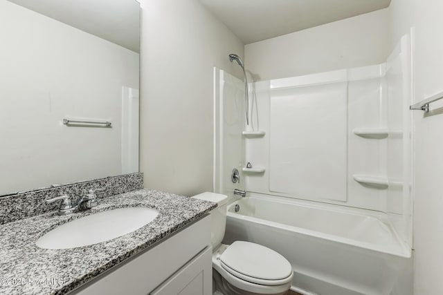 full bathroom with vanity, toilet, and shower / bathing tub combination