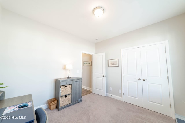 interior space with light colored carpet