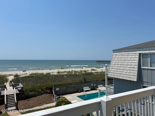 view of water feature featuring a view of the beach