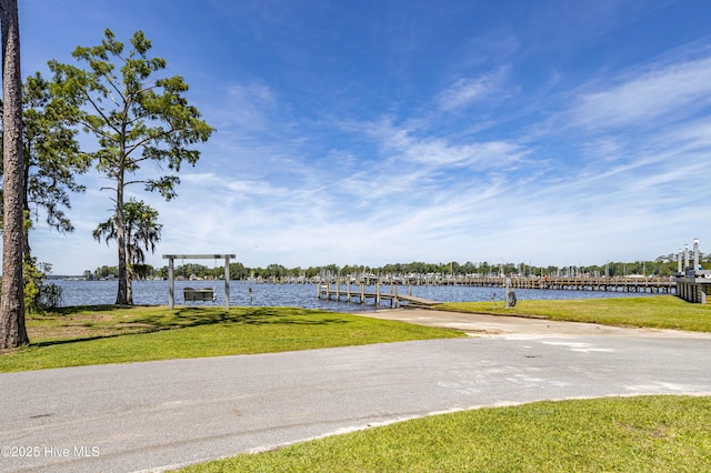 exterior space featuring a boat dock