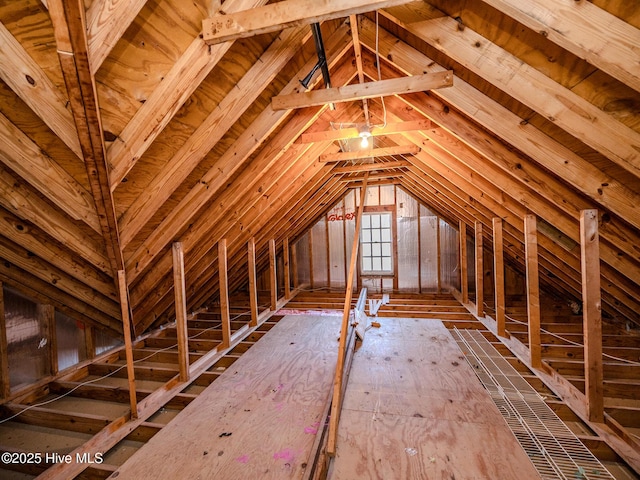 view of unfinished attic