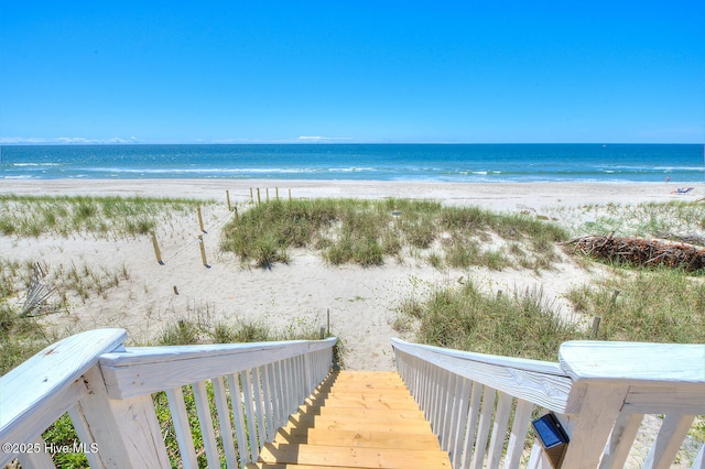 view of water feature featuring a beach view