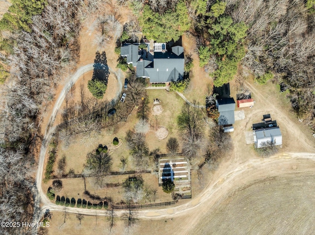 bird's eye view with a rural view