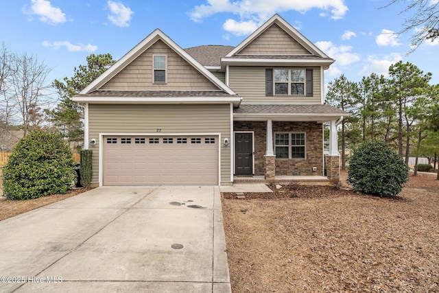 craftsman-style home with covered porch