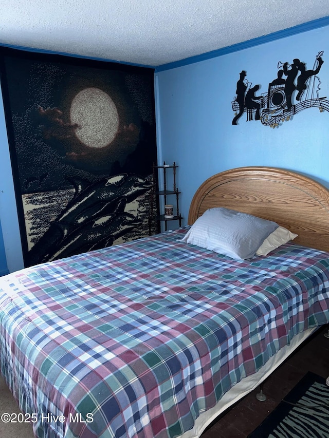 bedroom with a textured ceiling