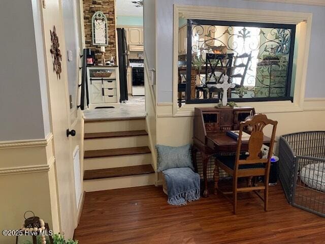 living area with wood-type flooring