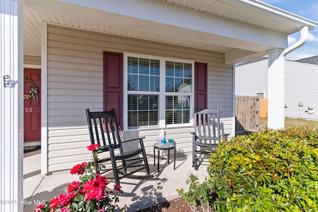 view of patio featuring a porch