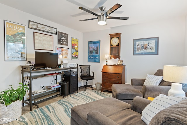 interior space featuring ceiling fan and light hardwood / wood-style floors