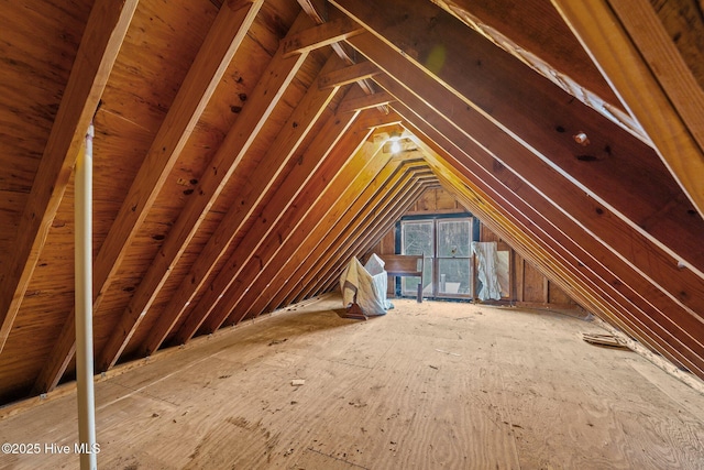 view of unfinished attic