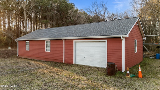 view of detached garage