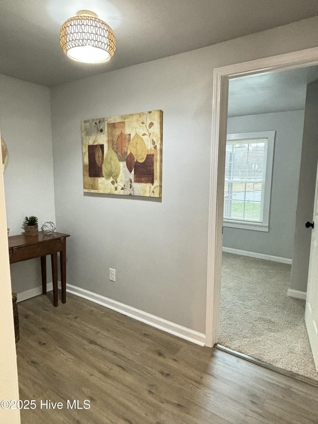 hall featuring dark hardwood / wood-style flooring