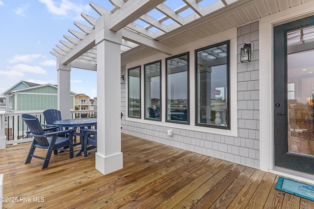 deck featuring a pergola