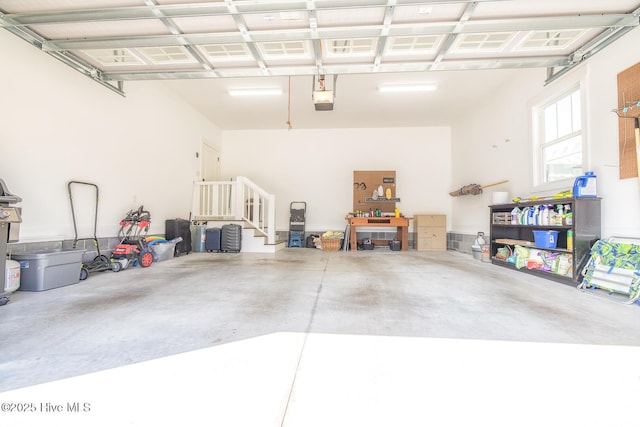 garage with a garage door opener