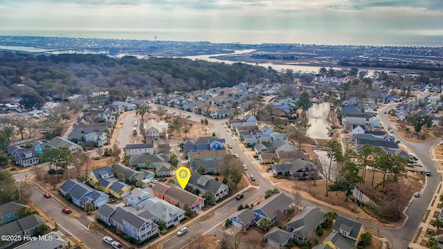 drone / aerial view with a residential view