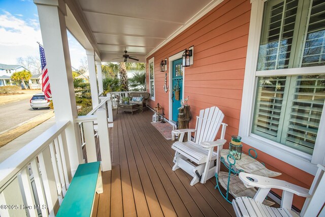 wooden deck with covered porch