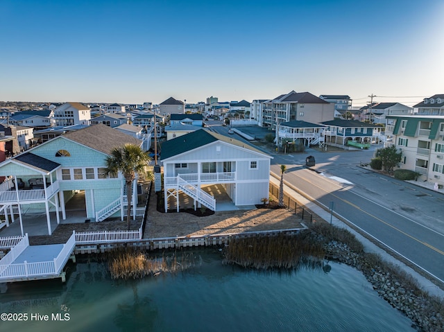 301 43rd Ave N, North Myrtle Beach, SC 29582 - birds eye view of property featuring a water view and a residential view