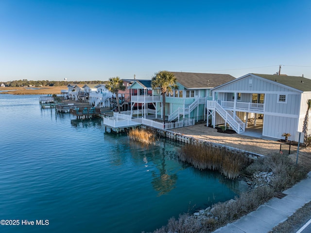 exterior space featuring a water view