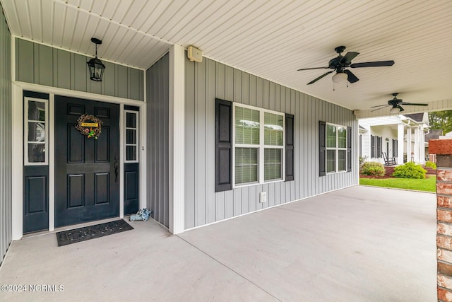 427 Candlewood Dr, Jacksonville, NC 28540 - property entrance with covered porch and ceiling fan