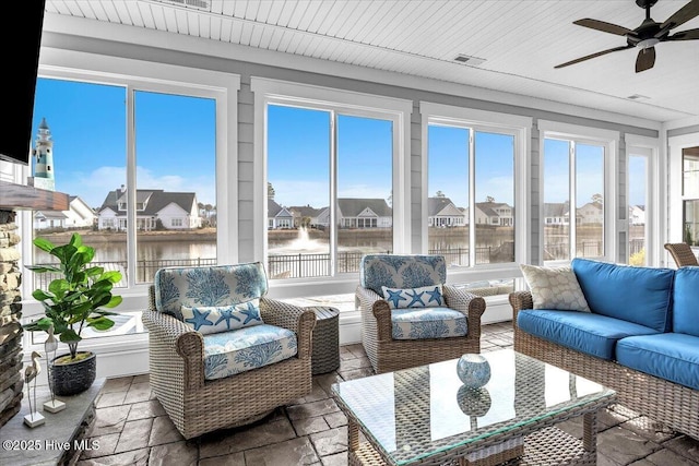 4358 Cobleskill Dr, Leland, NC 28451 - sunroom / solarium featuring a water view and a residential view